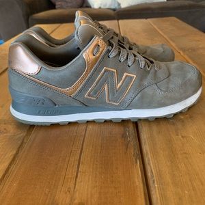 ROSE GOLD and Gray - New Balance 574 Sneakers